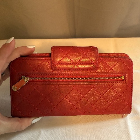 Juicy Couture 2012 Quilted Leather Studded Red Snap Wallet Clutch Card Holder - Picture 4 of 15
